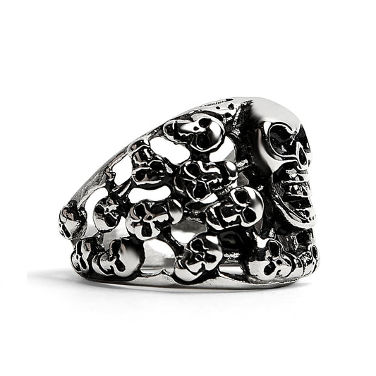 Stainless Steel Polished Multiple Skulls Ring / SCR2058