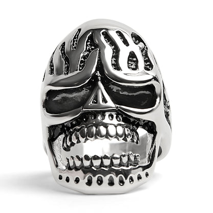 Detailed Skull Stainless Steel Polished Ring / SCR3034