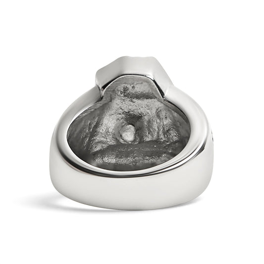 Stainless Steel Motorcycle Engine With Skull Accents Ring / SCR3073