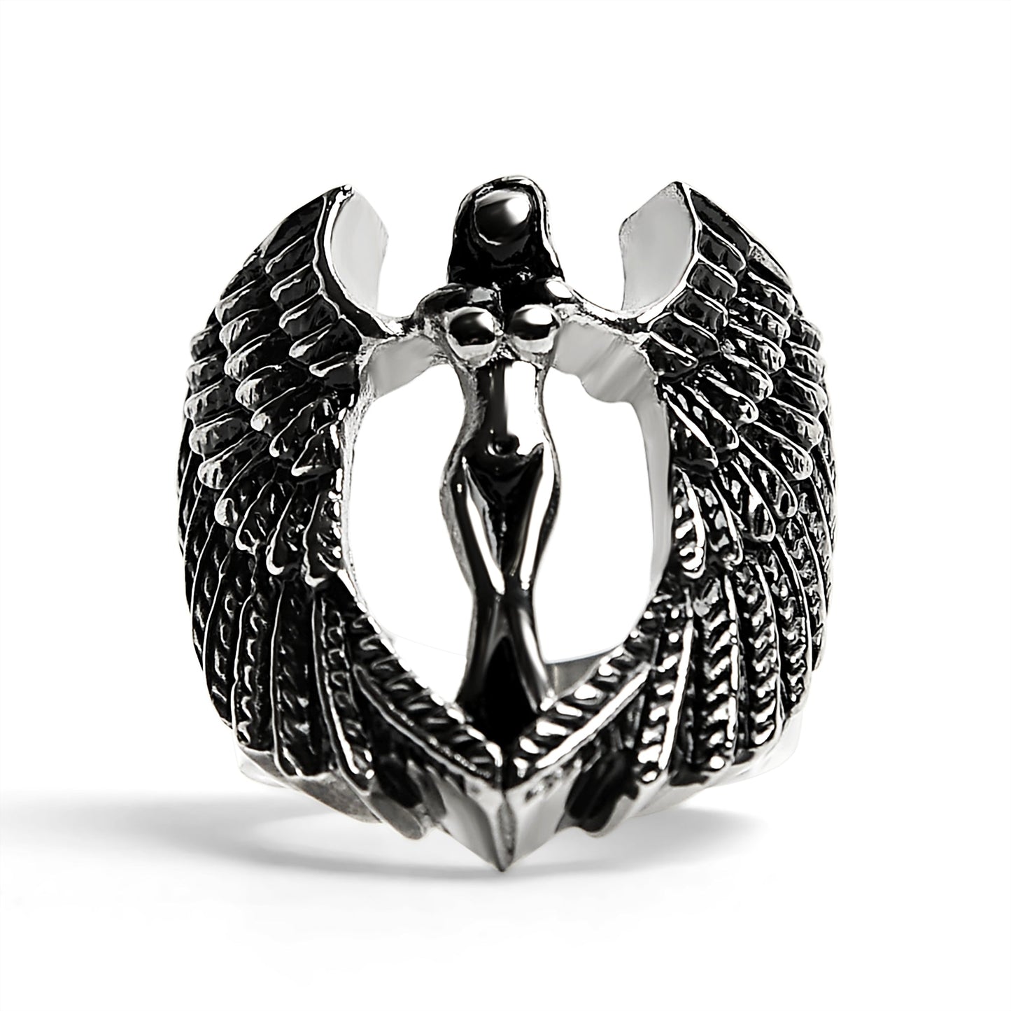 Stainless Steel Large Nude Angel Ring / SCR4004