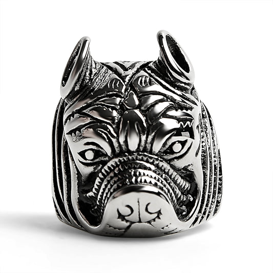 Stainless Steel Pit Bull Dog Ring / SCR4027