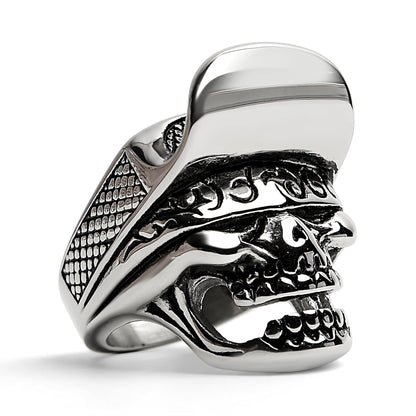 Stainless Steel Trucker Hat Skull Ring / SCR4038