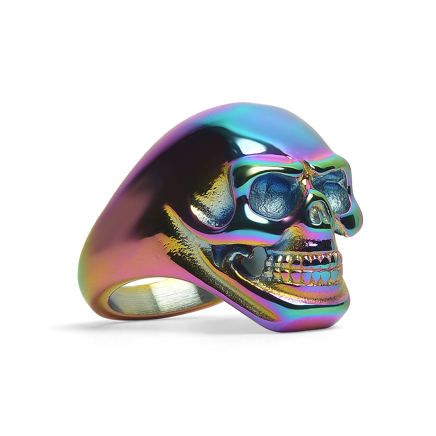 Stainless Steel Rainbow Skull Ring / SCR4044