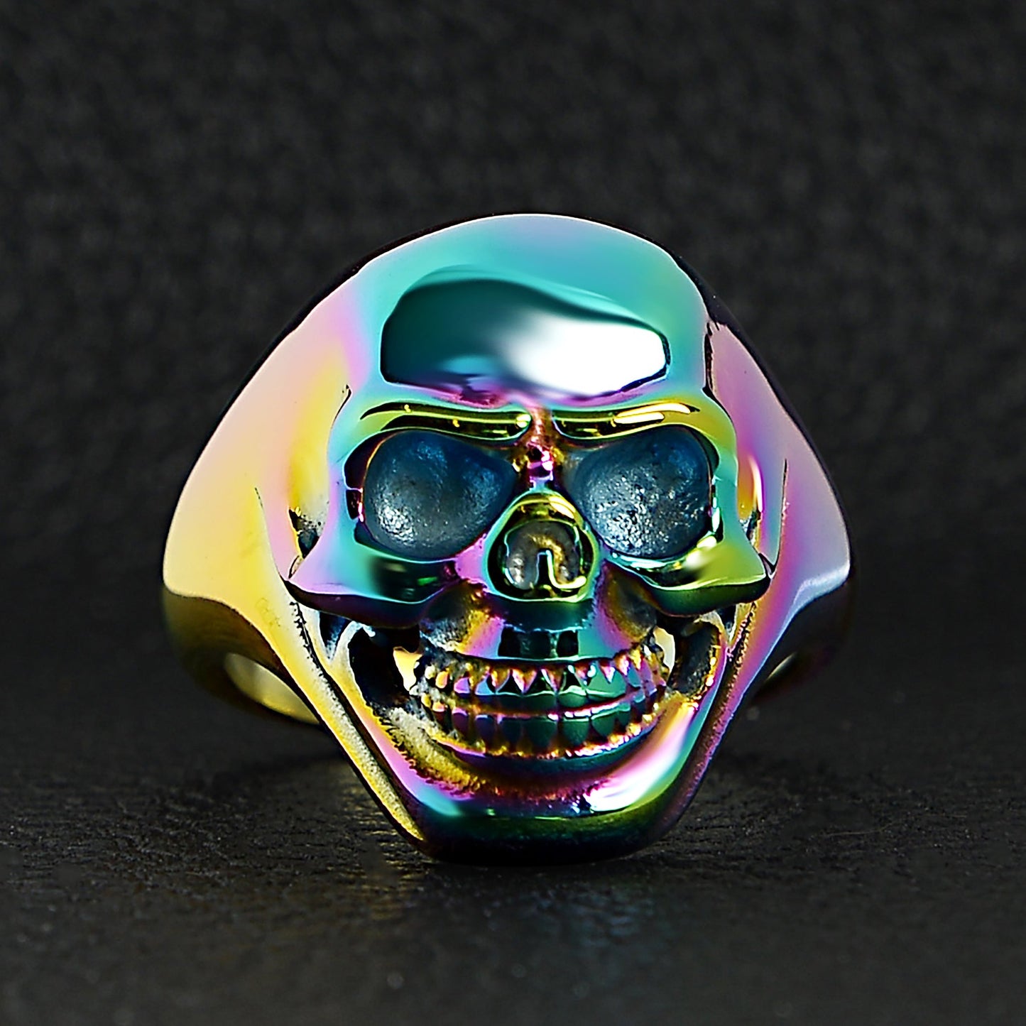 Stainless Steel Rainbow Skull Ring / SCR4050