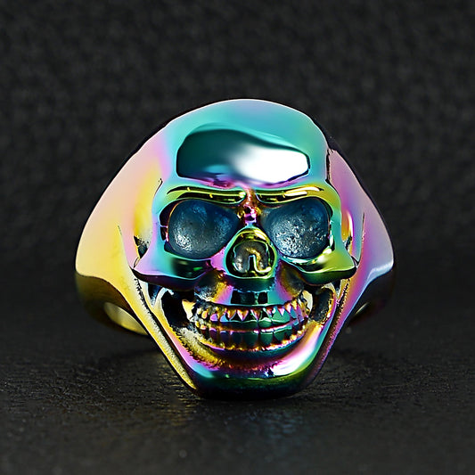 Stainless Steel Rainbow Skull Ring / SCR4050