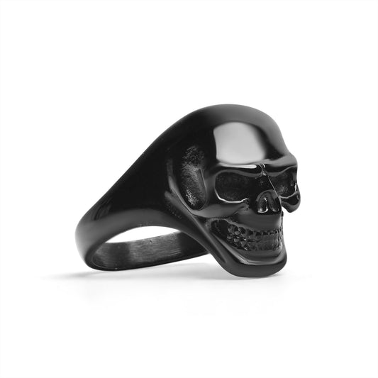 Stainless Steel Black Skull Ring / SCR4053