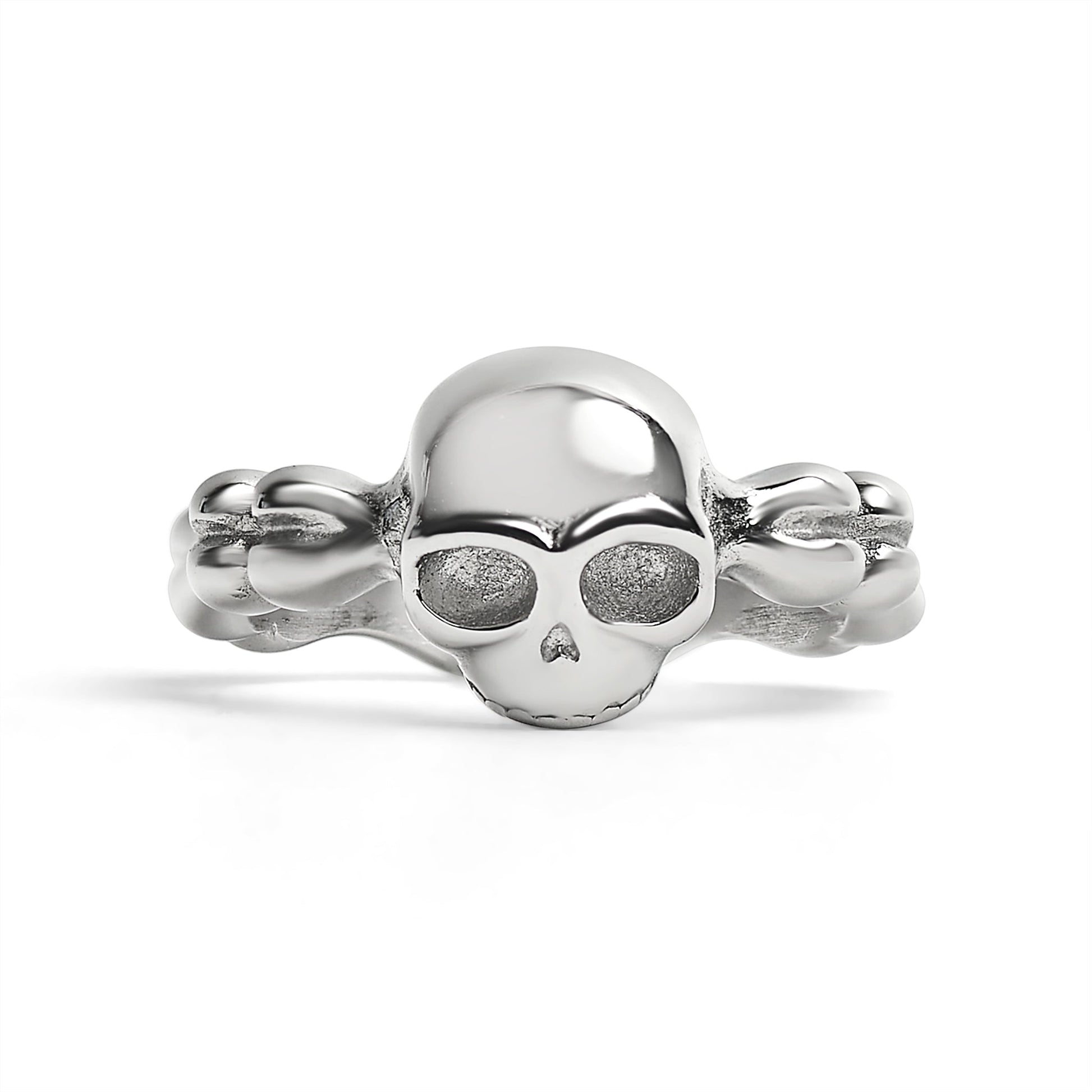 Stainless Steel Skull And Bones Women's Ring / SCR4099