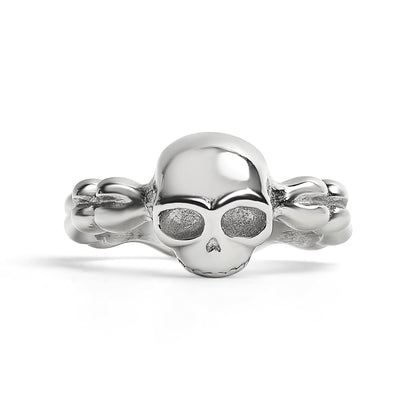 Stainless Steel Skull And Bones Women's Ring / SCR4099