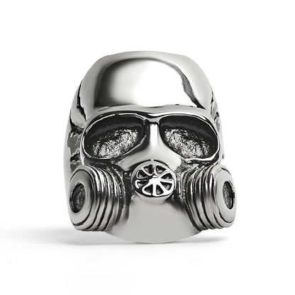 Stainless Steel Gas Mask Skull Ring / SCR4106