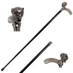 36 Inch Demon Skull Head Intricate Carved Walking Cane Stick