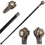 Rolling Evil Eye Cane Staff with Skeletal Hand Handle