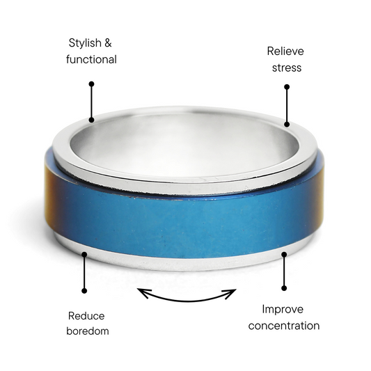 Blue Center Stainless Steel Spinner Ring / SRJ0038