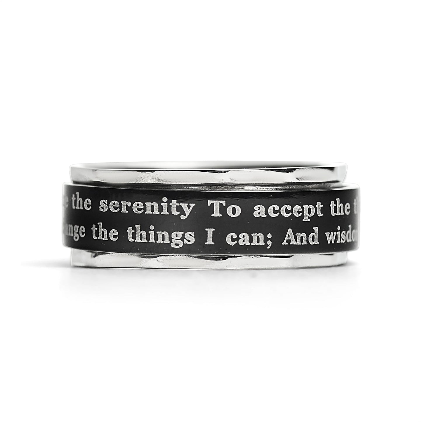Highly Polished Stainless Steel Serenity Prayer Spinner Center Ring / SRJ1008