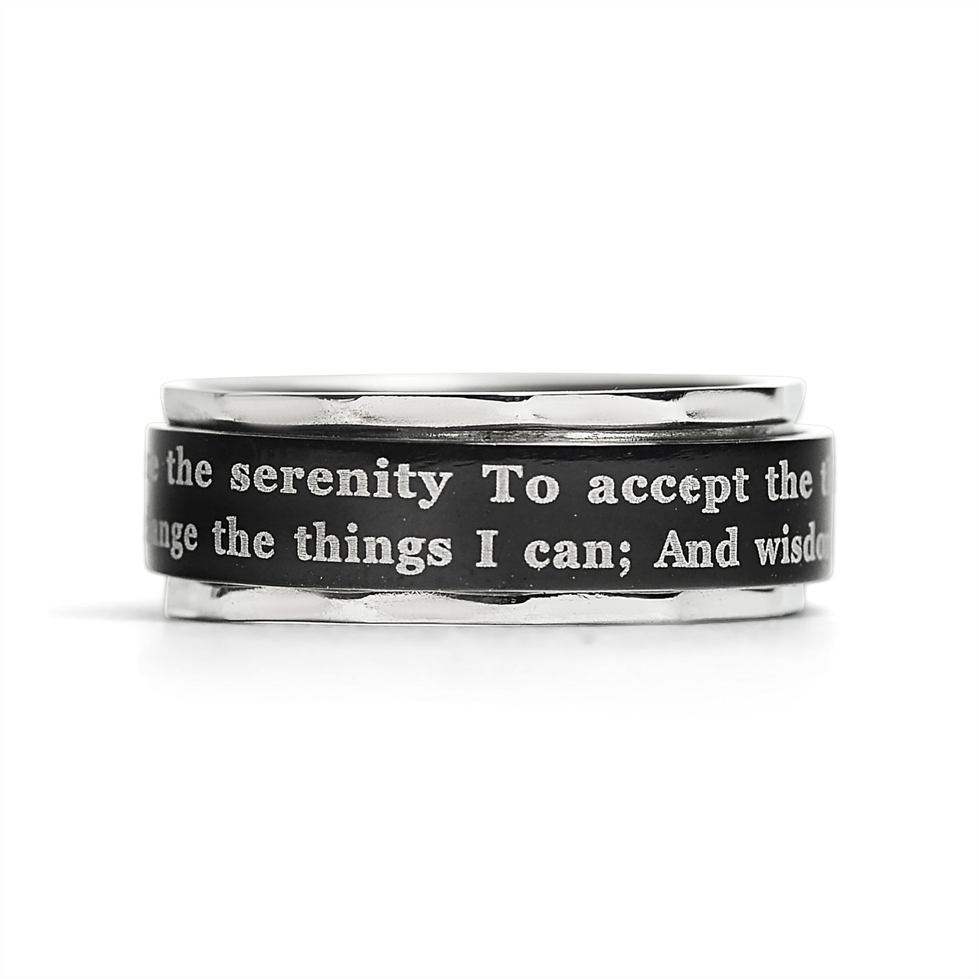Highly Polished Stainless Steel Serenity Prayer Spinner Center Ring / SRJ1008