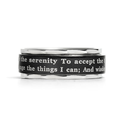 Highly Polished Stainless Steel Serenity Prayer Spinner Center Ring / SRJ1008