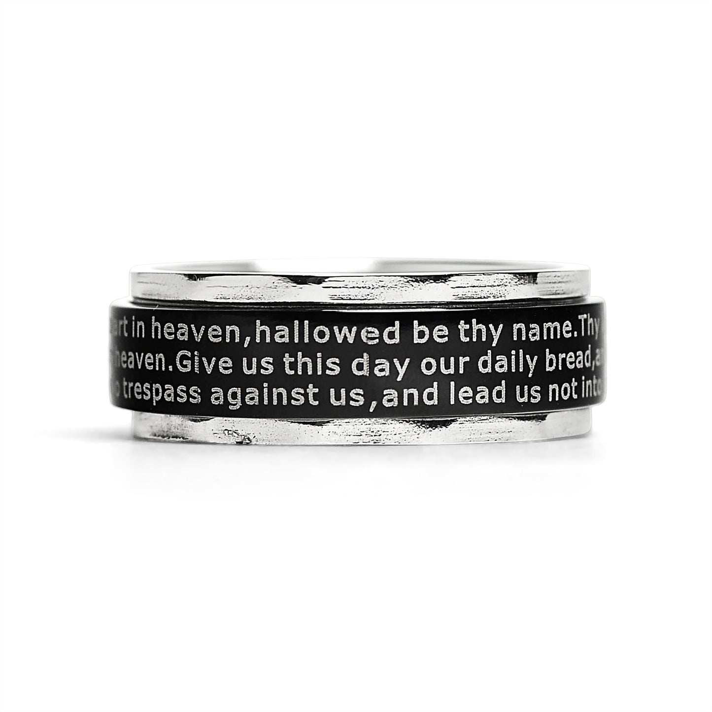 Highly Polished Stainless Steel Lord's Prayer Spinner Center Ring / SRJ1007