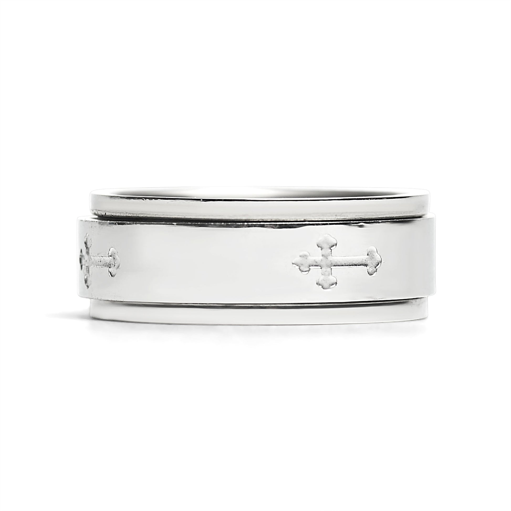 Stainless Steel Cross Spinner Center Highly Polished Ring / SRJ2280