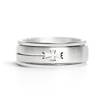 Stainless Steel Cutout Cross Spinner Ring / SRJ2434