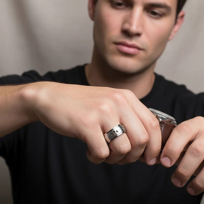 Stainless Steel Cutout Cross Spinner Ring / SRJ2434