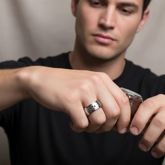 Stainless Steel Cutout Cross Spinner Ring / SRJ2434