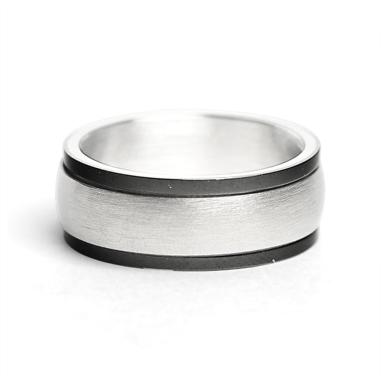 Stainless Steel Highly Polished Black Trim Spinner Center Ring / SRJ9002
