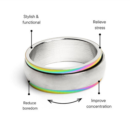 Stainless Steel Rainbow Edge Polished Spinner Center Ring / SRJ9003