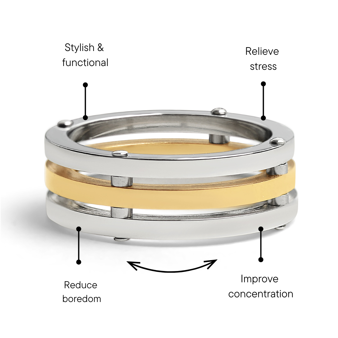 Gold PVD Coated Spaced Stainless Steel Ring / SSS0260