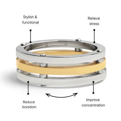 Gold PVD Coated Spaced Stainless Steel Ring / SSS0260