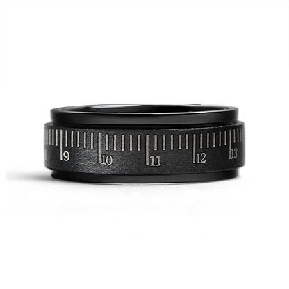 Stainless Steel Black Ruler Spinner Ring / STC013