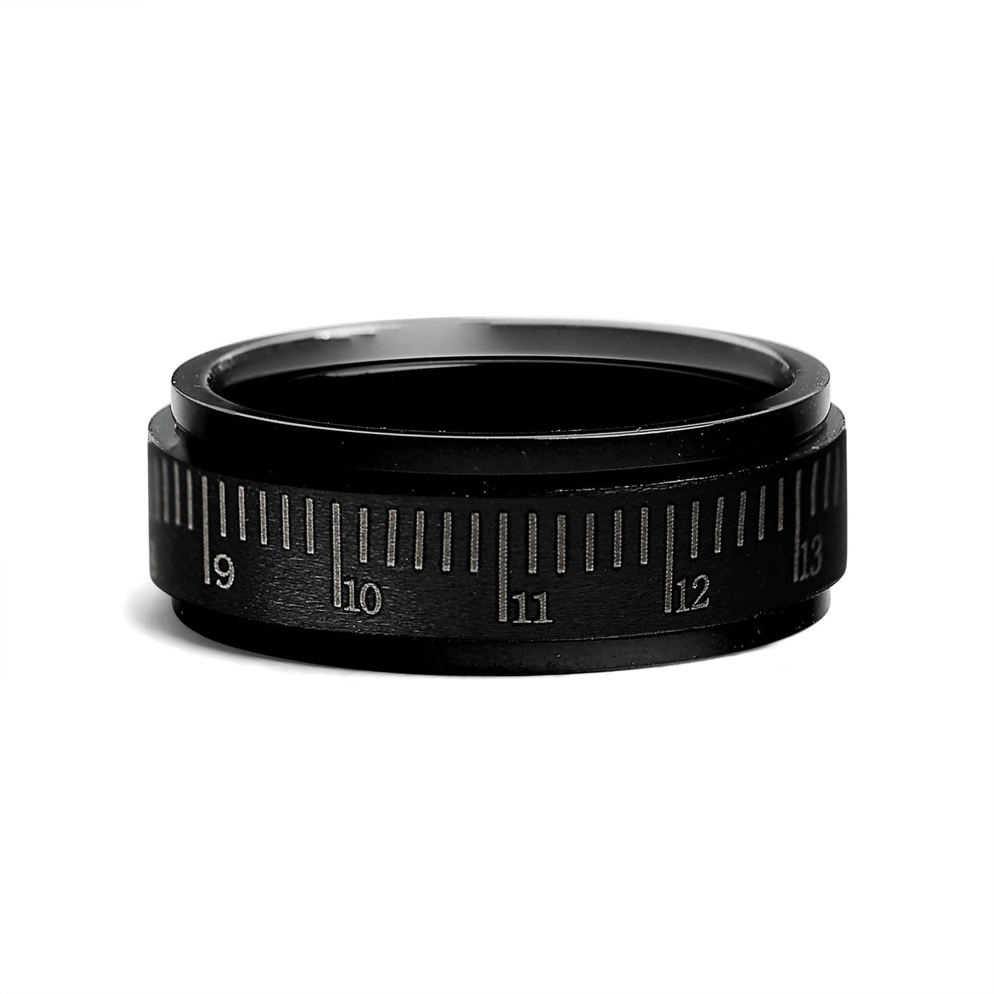 Stainless Steel Black Ruler Spinner Ring / STC013