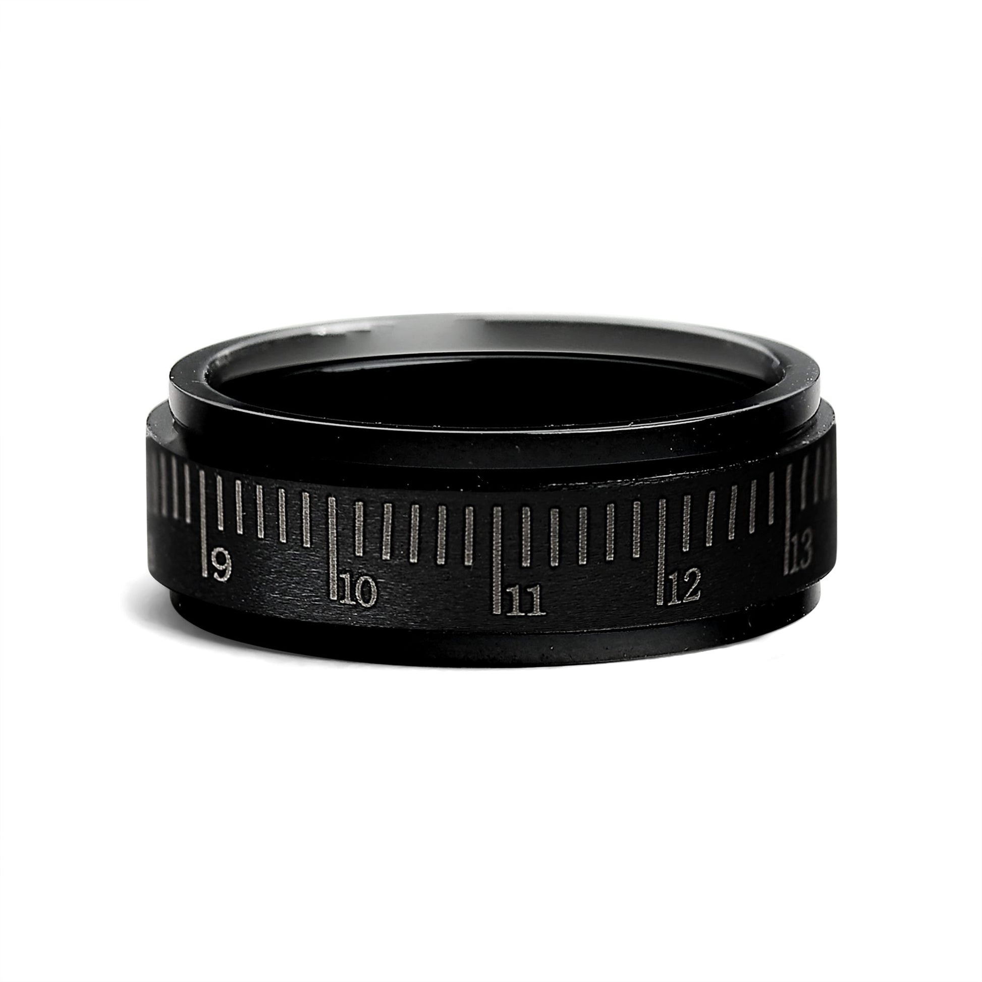 Stainless Steel Black Ruler Spinner Ring / STC013