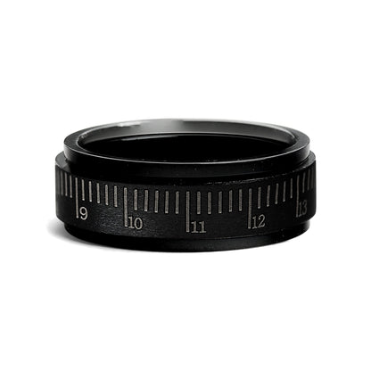 Stainless Steel Black Ruler Spinner Ring / STC013