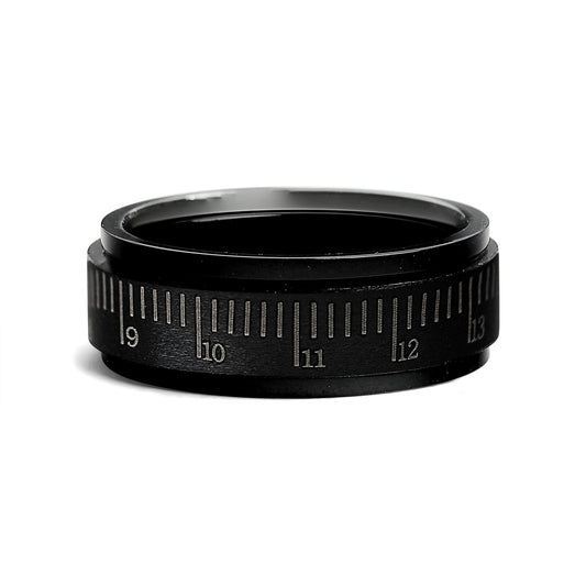Stainless Steel Black Ruler Spinner Ring / STC013