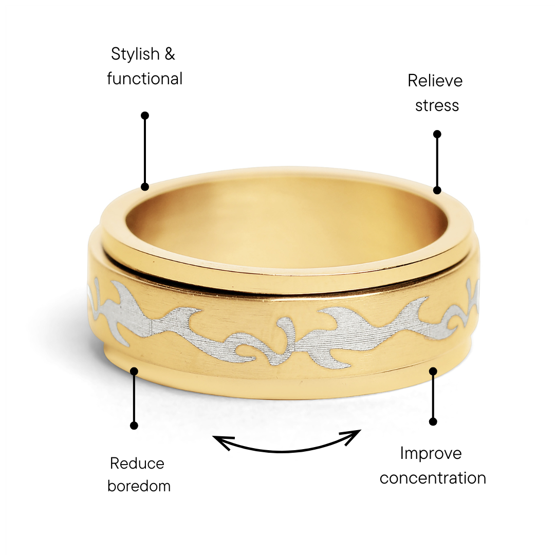 Smoke Gold Stainless Steel Spinner Ring / STH008