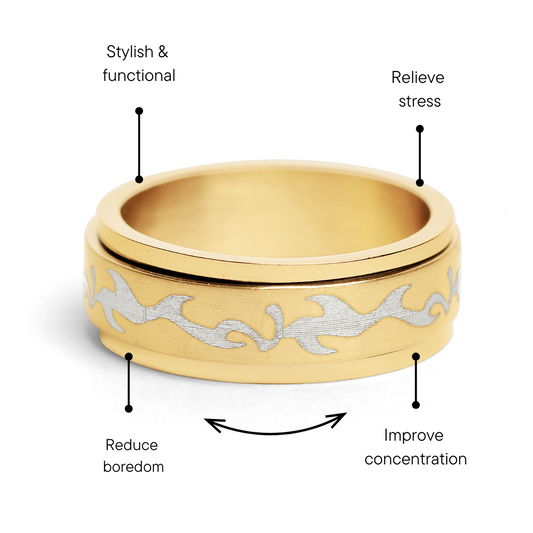 Smoke Gold Stainless Steel Spinner Ring / STH008