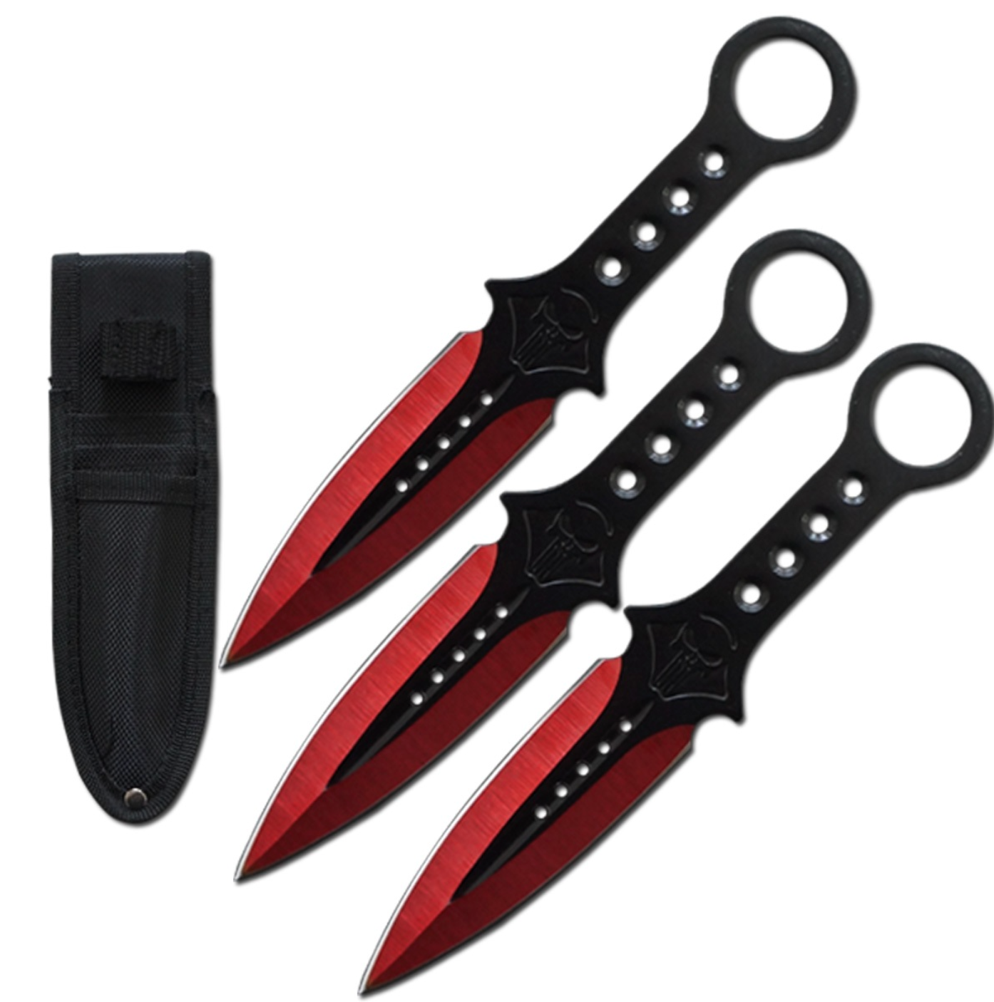 Customizable 7.5" Tactical Skull Kunai Throwing Knife Blade Set of Three