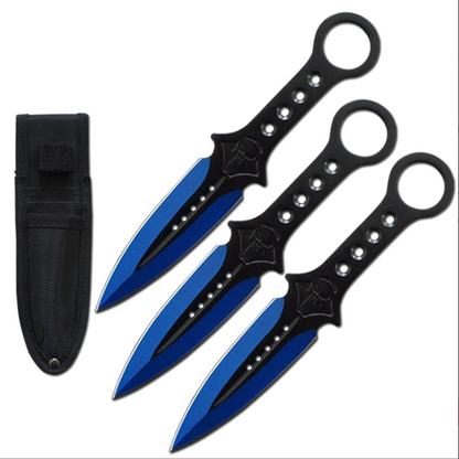 Customizable 7.5" Tactical Skull Kunai Throwing Knife Blade Set of Three