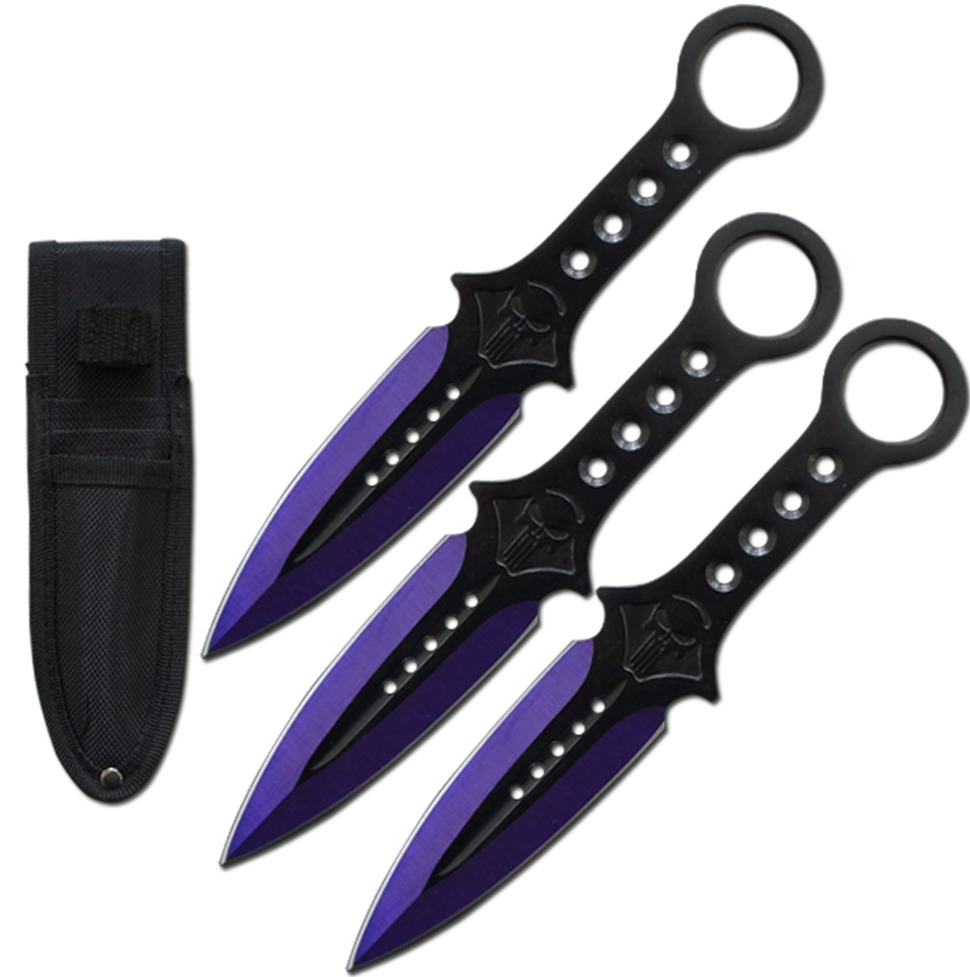 Customizable 7.5" Tactical Skull Kunai Throwing Knife Blade Set of Three
