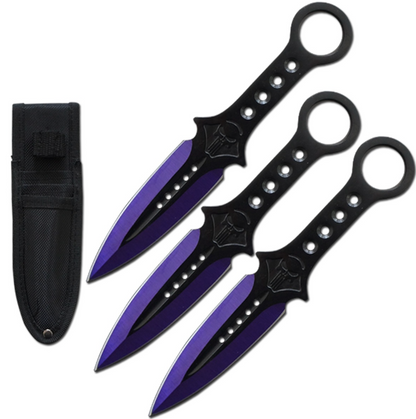 Customizable 7.5" Tactical Skull Kunai Throwing Knife Blade Set of Three