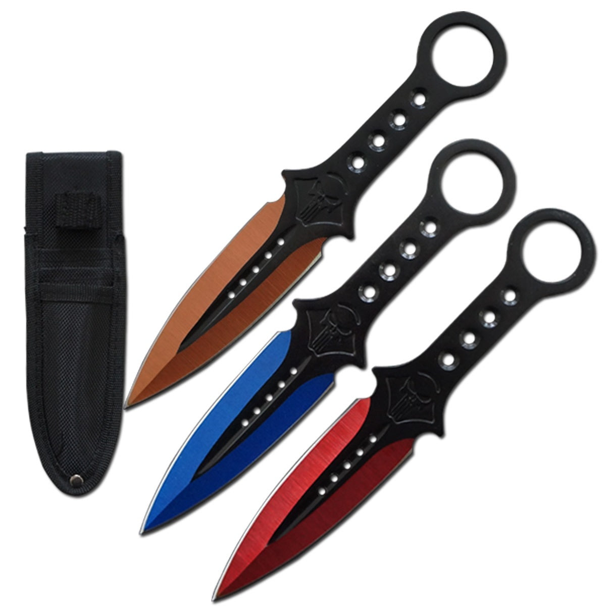 3 Pcs 7.5" Tactical Skull Display Tool Display Cutlery Edge Tool Mixed Set