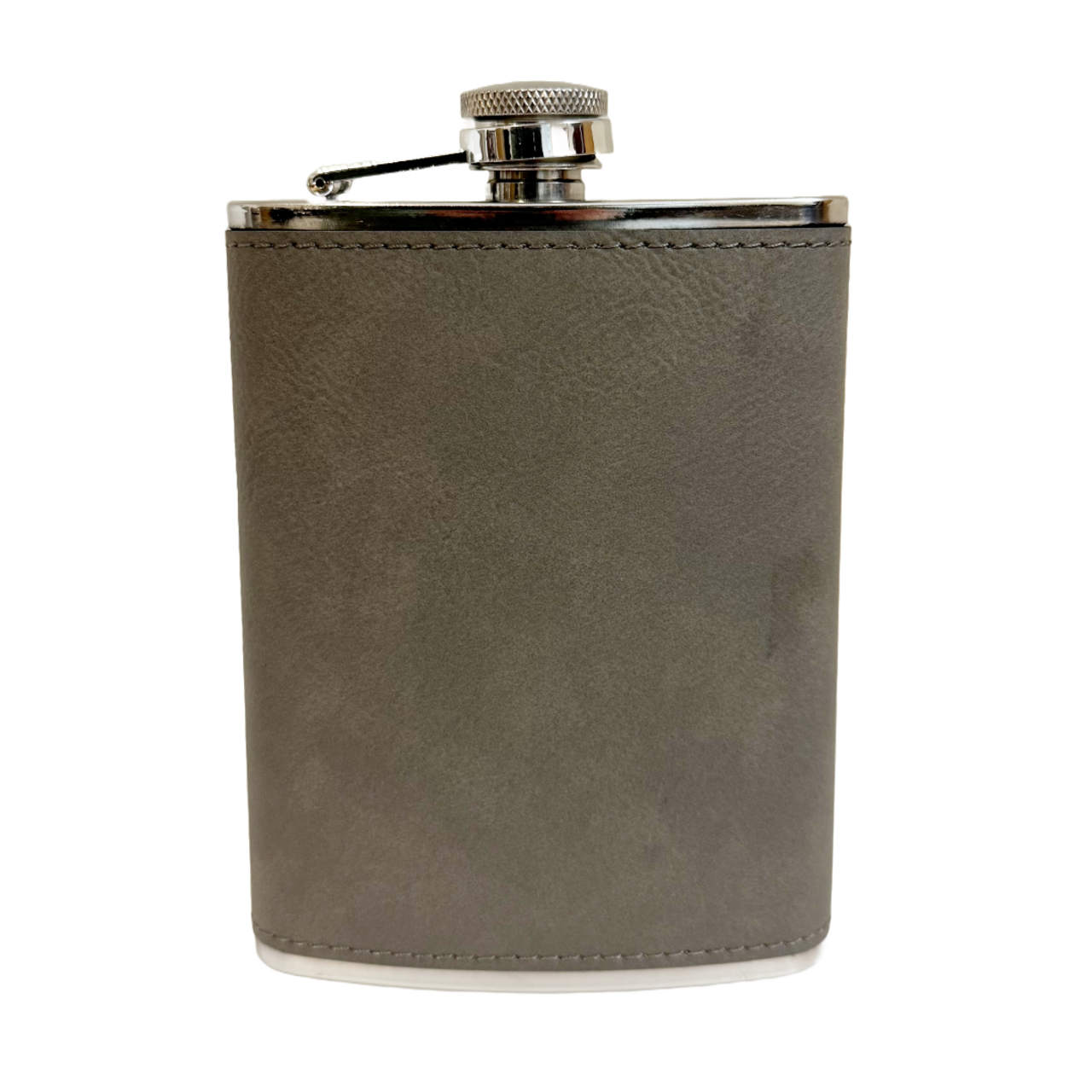 Customizable Leatherette Sleeve on Stainless Steel Flask, 8oz