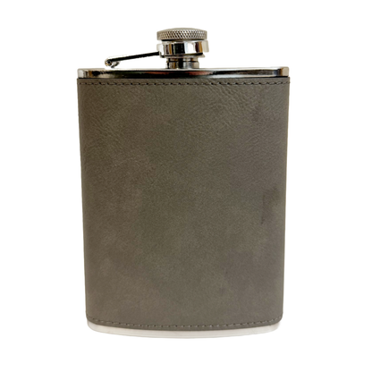 Customizable Leatherette Sleeve on Stainless Steel Flask, 8oz