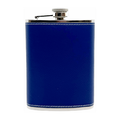 Customizable Leatherette Sleeve on Stainless Steel Flask, 8oz