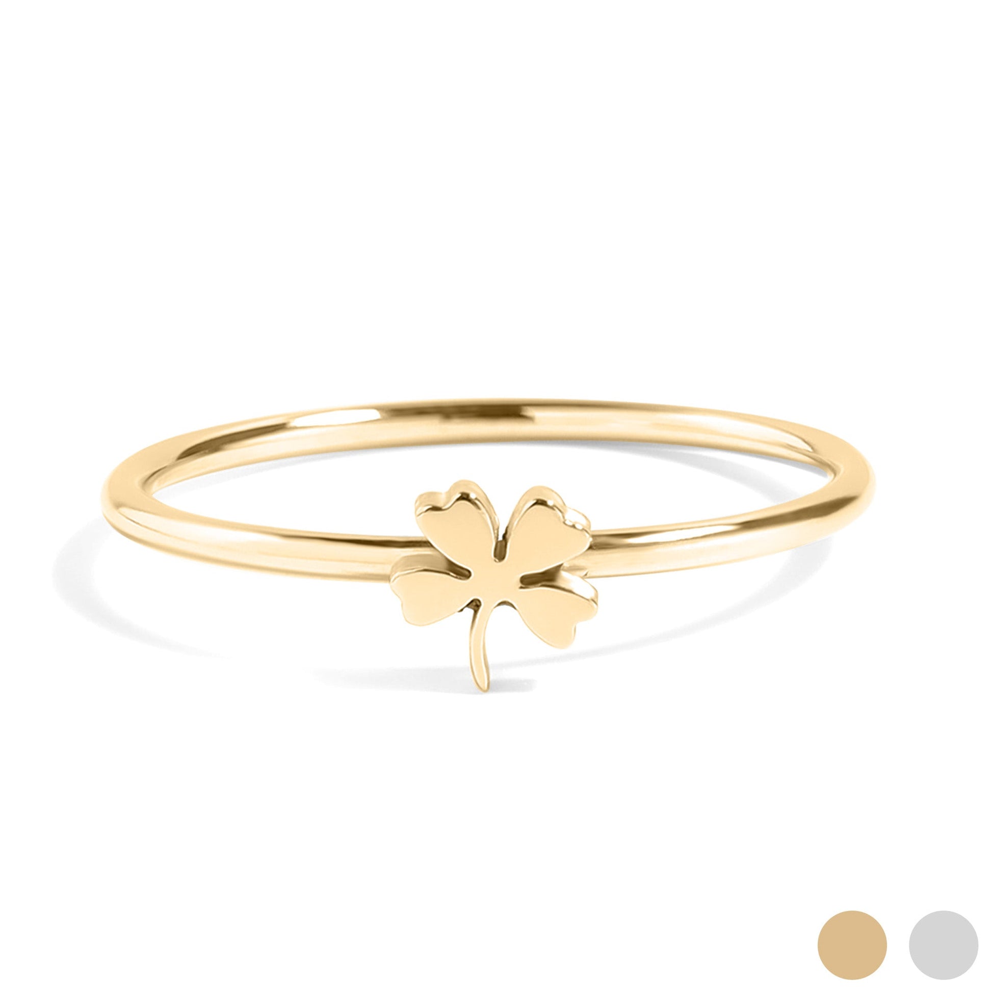 18K Gold PVD Stainless Steel Four Leaf Clover Symbol Ring / ZRJ0002