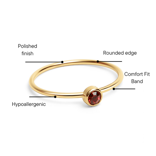 18K Gold PVD Stainless Steel Birthstone Stacking Ring Size 3 / ZRJ1001