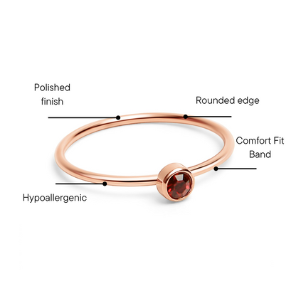 18k Rose Gold PVD Coated Stainless Steel Birthstone Stacking Ring / ZRJ1002