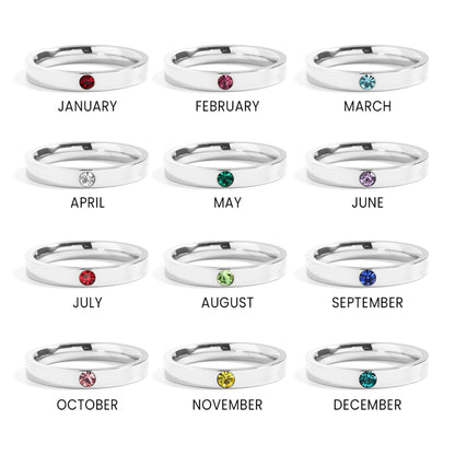 Stainless Steel Birthstone Engravable Stacking Ring / ZRJ1003