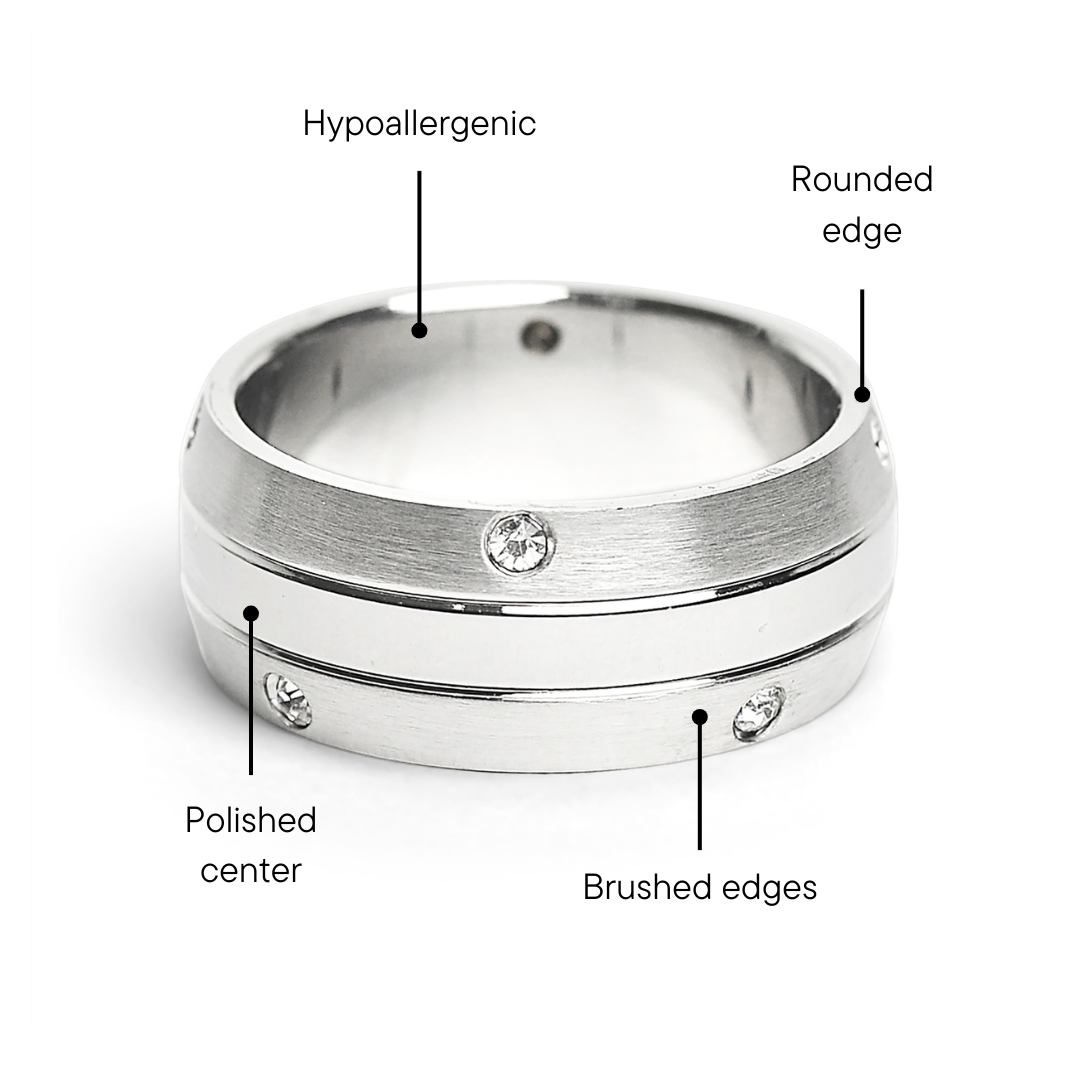 CZ Stones With Highly Polished Stainless Steel Ring / ZRJ2063