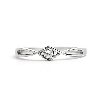 Stainless Steel Twisted Band CZ Accent Ring / ZRJ4137