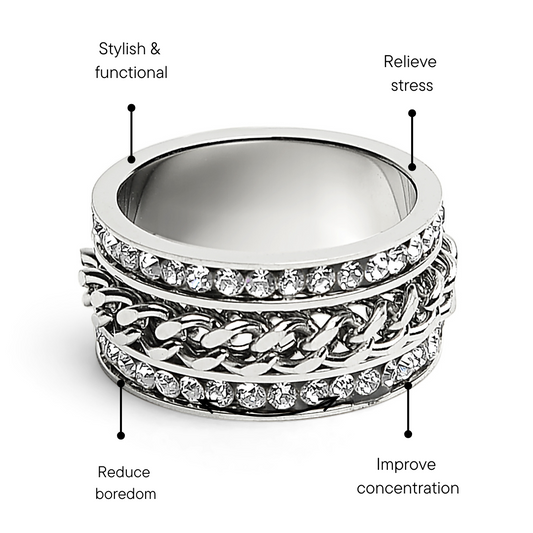CZ Eternity With Chain Center Stainless Steel Spinner Ring / ZRJ9008